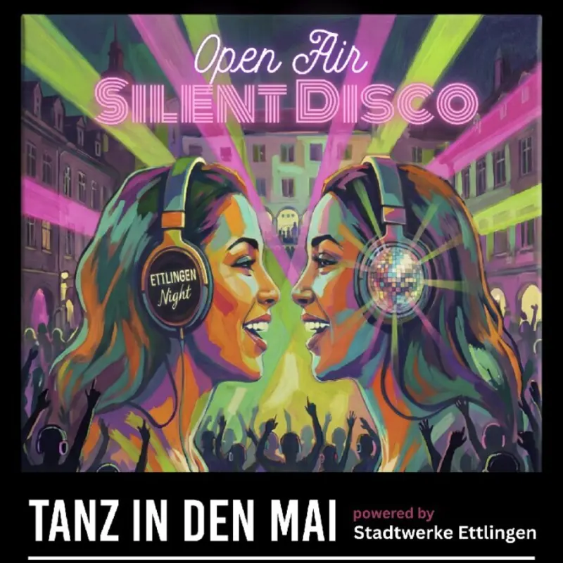 Flyer der Open Air Silent Disco im Schlosshof von Ettlingen by Night